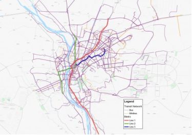 The World Bank has mapped 450 of Cairo's 880 public bus routes as well as the Metro system, but did not include information on stop locations (image and project described on World Bank website)